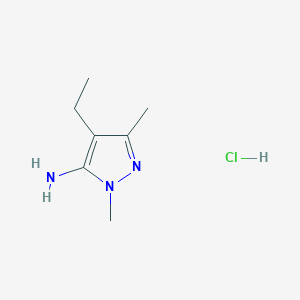 molecular formula C7H14ClN3 B1388954 4-Ethyl-2,5-dimethyl-2H-pyrazol-3-ylamine hydrochloride CAS No. 1185293-12-2