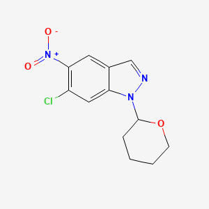 molecular formula C12H12ClN3O3 B13889758 6-Chloro-5-nitro-1-(tetrahydro-2H-pyran-2-yl)-1H-indazole 