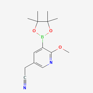 2-[6-Methoxy-5-(4,4,5,5-tetramethyl-1,3,2-dioxaborolan-2-yl)pyridin-3-yl]acetonitrile