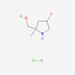 molecular formula C6H13ClFNO B13890112 [(4R)-4-fluoro-2-methyl-pyrrolidin-2-yl]methanol;hydrochloride 