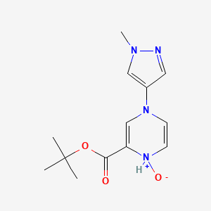 molecular formula C13H18N4O3 B13890126 tert-butyl 4-(1-methylpyrazol-4-yl)-1-oxido-1H-pyrazin-1-ium-2-carboxylate 