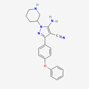 molecular formula C21H21N5O B13890228 5-amino-3-(4-phenoxy-phenyl)-1-piperidin-3-yl-1H-pyrazole-4-carbonitrile 