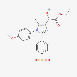 molecular formula C23H25NO6S B13890305 Ethyl 2-hydroxy-2-[1-(4-methoxyphenyl)-2-methyl-5-(4-methylsulfonylphenyl)pyrrol-3-yl]acetate 