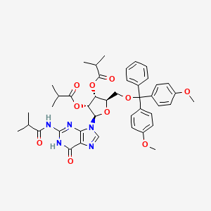 [(2R,3R,4R,5R)-2-[[bis(4-methoxyphenyl)-phenylmethoxy]methyl]-5-[2-(2-methylpropanoylamino)-6-oxo-1H-purin-9-yl]-4-(2-methylpropanoyloxy)oxolan-3-yl] 2-methylpropanoate