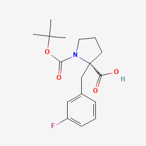 molecular formula C17H22FNO4 B1389032 (S)-1-(tert-Butoxycarbonyl)-2-(3-fluorobenzyl)pyrrolidine-2-carboxylic acid CAS No. 1196886-62-0