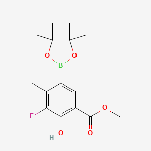 molecular formula C15H20BFO5 B13890415 Methyl 3-fluoro-2-hydroxy-4-methyl-5-(4,4,5,5-tetramethyl-1,3,2-dioxaborolan-2-yl)benzoate 