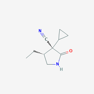 molecular formula C10H14N2O B13890441 (3R,4R)-3-Cyclopropyl-4-ethyl-2-oxo-pyrrolidine-3-carbonitrile 