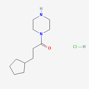 molecular formula C12H23ClN2O B1389052 1-(3-Cyclopentylpropanoyl)piperazine hydrochloride CAS No. 1185293-00-8