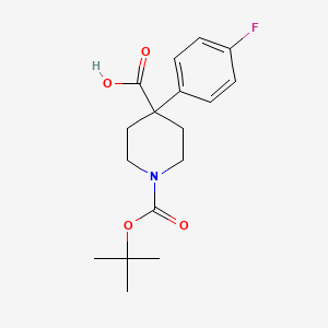 molecular formula C17H22FNO4 B1389055 1-(Tert-butoxycarbonyl)-4-(4-fluorophenyl)piperidine-4-carboxylic acid CAS No. 644981-89-5