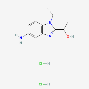 molecular formula C11H17Cl2N3O B1389087 1-(5-Amino-1-ethyl-1h-benzoimidazol-2-yl)-ethanol dihydrochloride CAS No. 1185295-09-3