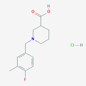 molecular formula C14H19ClFNO2 B1389158 1-(4-Fluoro-3-methylbenzyl)piperidine-3-carboxylic acid hydrochloride CAS No. 1044767-23-8