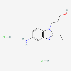 molecular formula C12H19Cl2N3O B1389191 3-(5-Amino-2-ethyl-benzoimidazol-1-YL)-propan-1-OL dihydrochloride CAS No. 1185302-02-6