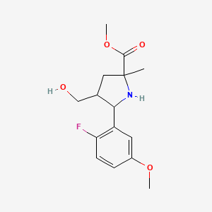 molecular formula C15H20FNO4 B1389201 Methyl 5-(2-fluoro-5-methoxyphenyl)-4-(hydroxymethyl)-2-methylpyrrolidine-2-carboxylate CAS No. 1217831-96-3