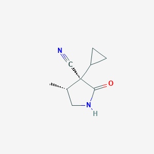 molecular formula C9H12N2O B13892363 (3R,4R)-3-Cyclopropyl-4-methyl-2-oxo-pyrrolidine-3-carbonitrile 