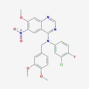 molecular formula C24H20ClFN4O5 B13892435 N-(3-chloro-4-fluorophenyl)-N-(3,4-dimethoxybenzyl)-7-methoxy-6-nitroquinazolin-4-amine 