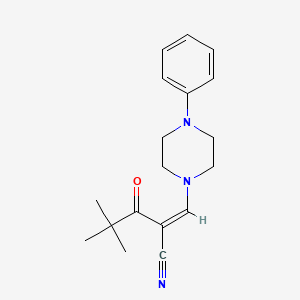 2-(2,2-Dimethylpropanoyl)-3-(4-phenylpiperazinyl)prop-2-enenitrile