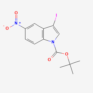 molecular formula C13H13IN2O4 B1389262 3-碘-5-硝基-1H-吲哚-1-羧酸叔丁酯 CAS No. 914349-32-9