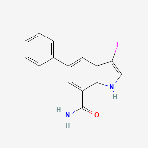 molecular formula C15H11IN2O B13892735 3-iodo-5-phenyl-1H-indole-7-carboxamide 