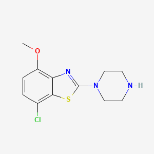 molecular formula C12H14ClN3OS B1389279 7-Chloro-4-methoxy-2-piperazin-1-yl-1,3-benzothiazole CAS No. 941870-02-6
