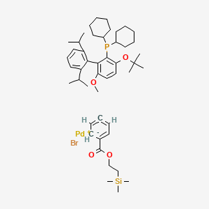 molecular formula C47H70BrO4PPdSi B13892839 Bromo-[6-(2-trimethylsilylethoxycarbonyl)cyclohexa-2,3,5-trien-1-yl]palladium;[6-tert-butoxy-2-(2,6-diisopropylphenyl)-3-methoxy-phenyl]-dicyclohexyl-phosphane 