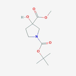 molecular formula C11H19NO5 B1389306 1-Tert-butyl 3-methyl 3-hydroxypyrrolidine-1,3-dicarboxylate CAS No. 942190-61-6