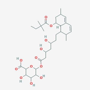 molecular formula C31H48O12 B13893091 6-[7-[8-(2,2-Dimethylbutanoyloxy)-2,6-dimethyl-1,2,6,7,8,8a-hexahydronaphthalen-1-yl]-3,5-dihydroxyheptanoyl]oxy-3,4,5-trihydroxyoxane-2-carboxylic acid 