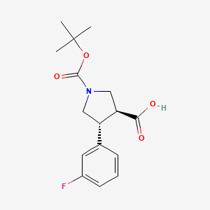 molecular formula C16H20FNO4 B13893102 trans-1-Boc-4-(3-fluorophenyl)-pyrrolidine-3-carboxylic acid 