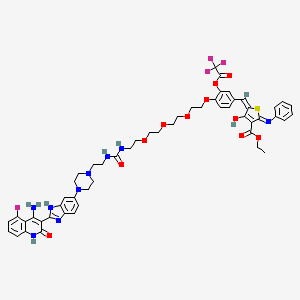 ethyl (5E)-5-[[4-[2-[2-[2-[2-[2-[4-[2-(4-amino-5-fluoro-2-oxo-1H-quinolin-3-yl)-3H-benzimidazol-5-yl]piperazin-1-yl]ethylcarbamoylamino]ethoxy]ethoxy]ethoxy]ethoxy]-3-(2,2,2-trifluoroacetyl)oxyphenyl]methylidene]-4-hydroxy-2-phenyliminothiophene-3-carboxylate