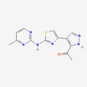 1-[4-[2-[(4-methylpyrimidin-2-yl)amino]-1,3-thiazol-4-yl]-1H-pyrazol-5-yl]ethanone