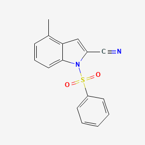 molecular formula C16H12N2O2S B13893428 4-Methyl-1-(phenylsulfonyl)-1H-indole-2-carbonitrile 