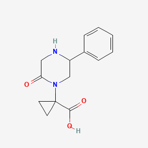 molecular formula C14H16N2O3 B13893435 1-(2-Oxo-5-phenylpiperazin-1-yl)cyclopropane-1-carboxylic acid 