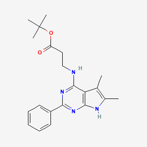 molecular formula C21H26N4O2 B13893440 tert-butyl 3-[(5,6-dimethyl-2-phenyl-7H-pyrrolo[2,3-d]pyrimidin-4-yl)amino]propanoate 