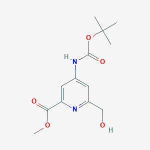 molecular formula C13H18N2O5 B13893512 Methyl 4-((tert-butoxycarbonyl)amino)-6-(hydroxymethyl)picolinate 