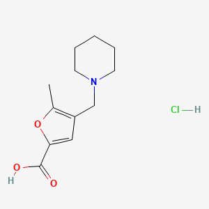 molecular formula C12H18ClNO3 B1389363 5-Methyl-4-piperidin-1-ylmethyl-furan-2-carboxylic acid hydrochloride CAS No. 1185298-79-6