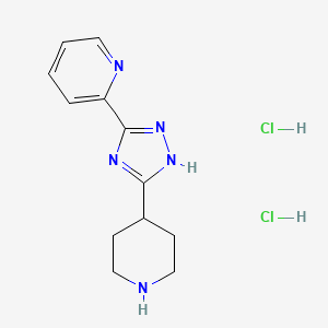 molecular formula C12H17Cl2N5 B1389410 2-(5-Piperidin-4-yl-4h-1,2,4-triazol-3-yl)-pyridine dihydrochloride CAS No. 868280-58-4