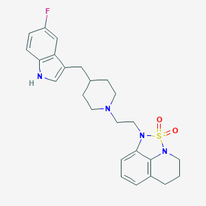 B138942 1-(2-(4-((5-Fluoro-1H-indol-3-yl)methyl)-1-piperidinyl)ethyl)-5,6-dihydro-1H,4H-1,2,5-thiadiazolo(4,3,2-ij)quinoline 2,2-dioxide CAS No. 136701-68-3
