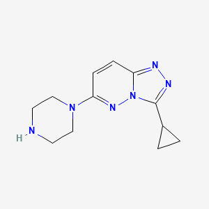 molecular formula C12H16N6 B1389436 3-Cyclopropyl-6-piperazin-1-yl[1,2,4]triazolo[4,3-b]pyridazine CAS No. 1204296-86-5