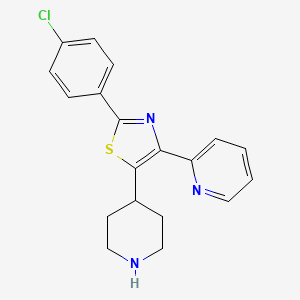 molecular formula C19H18ClN3S B13894670 2-(4-Chlorophenyl)-5-piperidin-4-yl-4-pyridin-2-yl-1,3-thiazole 