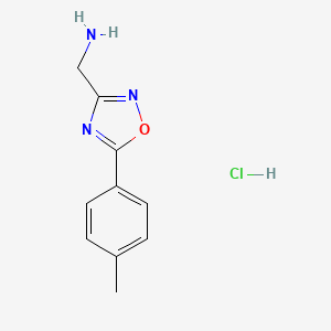 molecular formula C10H12ClN3O B1389482 C-(5-p-Tolyl-[1,2,4]oxadiazol-3-yl)-methylamine hydrochloride CAS No. 1172854-26-0