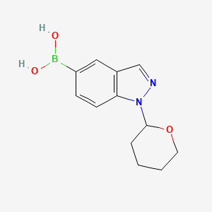 molecular formula C12H15BN2O3 B1389505 1-(Tetrahydro-2H-pyran-2-YL)-1H-indazole-5-boronic acid CAS No. 1562245-02-6