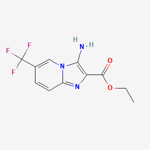 molecular formula C11H10F3N3O2 B1389508 Ethyl 3-amino-6-(trifluoromethyl)imidazo[1,2-a]pyridine-2-carboxylate CAS No. 1171919-18-8