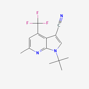 molecular formula C14H14F3N3 B1389535 1-(tert-butyl)-6-methyl-4-(trifluoromethyl)-1H-pyrrolo[2,3-b]pyridine-3-carbonitrile CAS No. 1146221-74-0