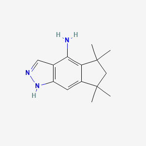 molecular formula C14H19N3 B1389538 5,5,7,7-Tetramethyl-1,5,6,7-tetrahydrocyclopenta[F]indazol-4-amine CAS No. 1174064-61-9
