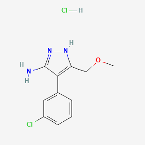 molecular formula C11H13Cl2N3O B1389549 4-(3-Chloro-phenyl)-5-methoxymethyl-2H-pyrazol-3-ylamine hydrochloride CAS No. 1195793-16-8
