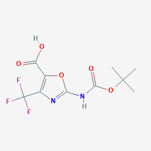 molecular formula C10H11F3N2O5 B1389555 2-[(Tert-butoxycarbonyl)amino]-4-(trifluoromethyl)-1,3-oxazole-5-carboxylic acid CAS No. 1186404-80-7