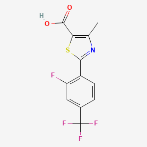 molecular formula C12H7F4NO2S B1389557 2-[2-Fluoro-4-(trifluoromethyl)phenyl]-4-methyl-1,3-thiazole-5-carboxylic acid CAS No. 1186404-90-9