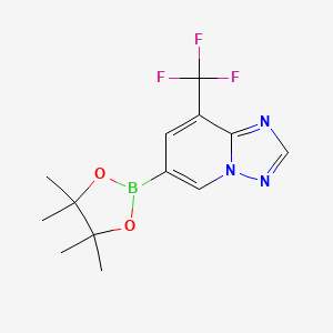 molecular formula C13H15BF3N3O2 B13895585 6-(4,4,5,5-Tetramethyl-1,3,2-dioxaborolan-2-yl)-8-(trifluoromethyl)-[1,2,4]triazolo[1,5-a]pyridine 