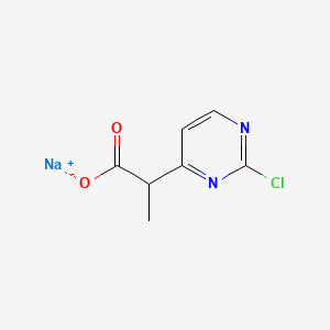 molecular formula C7H6ClN2NaO2 B13895647 2-(2-Chloropyrimidin-4-yl)propanoic acid;sodium salt 