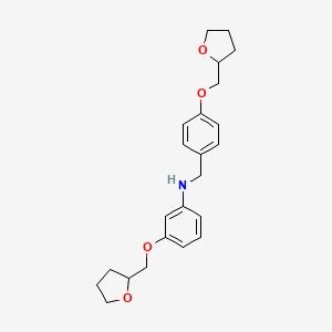 molecular formula C23H29NO4 B1389576 3-(Tetrahydro-2-furanylmethoxy)-N-[4-(tetrahydro-2-furanylmethoxy)benzyl]aniline CAS No. 1040682-00-5