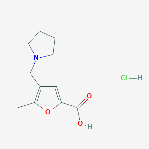 molecular formula C11H16ClNO3 B1389590 5-Methyl-4-pyrrolidin-1-ylmethyl-furan-2-carboxylic acid hydrochloride CAS No. 1185300-65-5